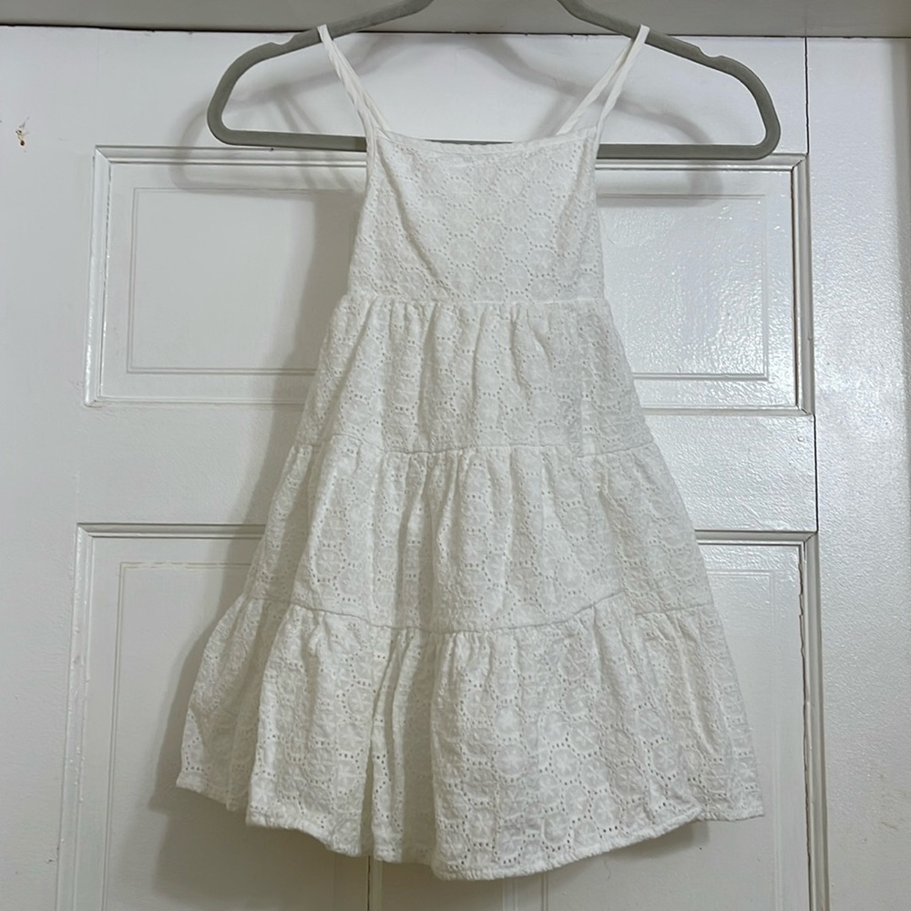 Joie Girls White Crochet Floral Print Sleeveless Racerback Tiered Dress 6